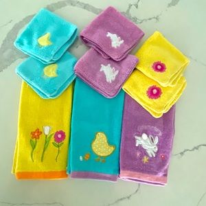 Easter/Spring Themed Hand Towels & Washcloths x 9